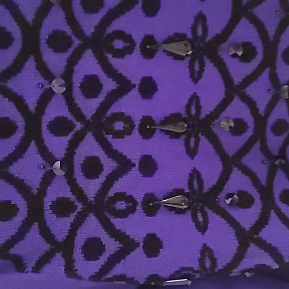 Vintage Purple and Black Women's Cardigan With Embellishments Sz XS - Picture 5 of 6